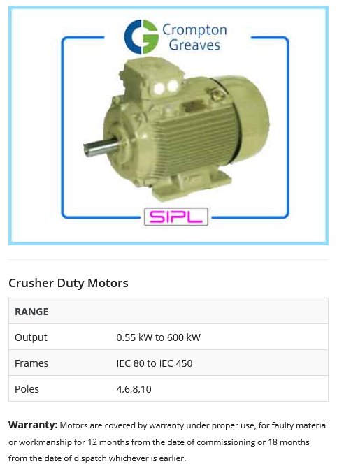 Crompton Greaves Crusher Duty Motors