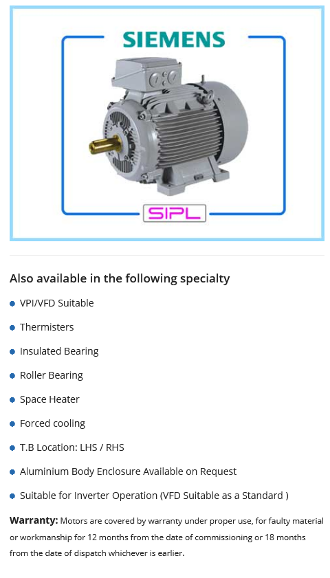 Siemens IE3 Motors